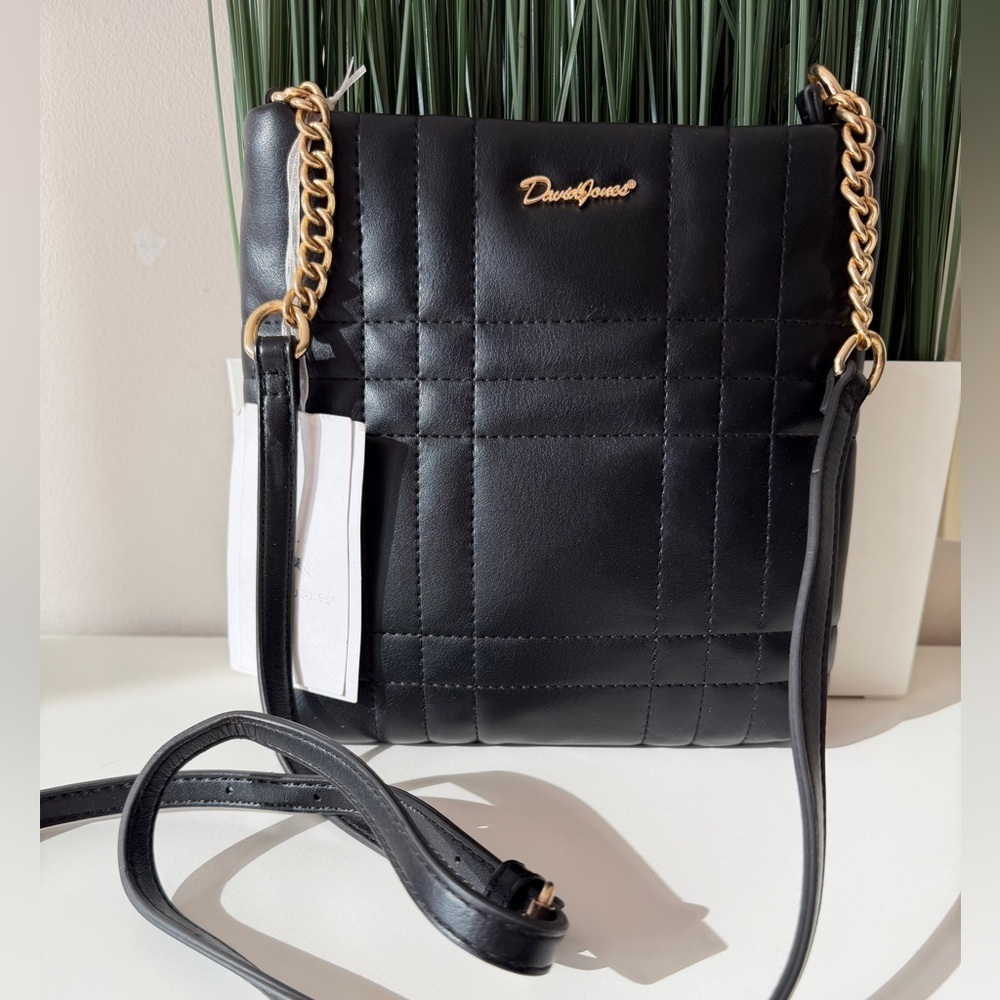 David Jones Black Quilted Crossbody Bag